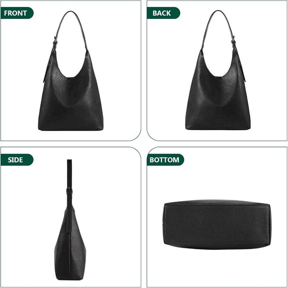 Elegant Vegan Leather Hobo Bag for Women - Slouchy Shoulder Tote (14x4.8x12.5) - Picture 6 of 6